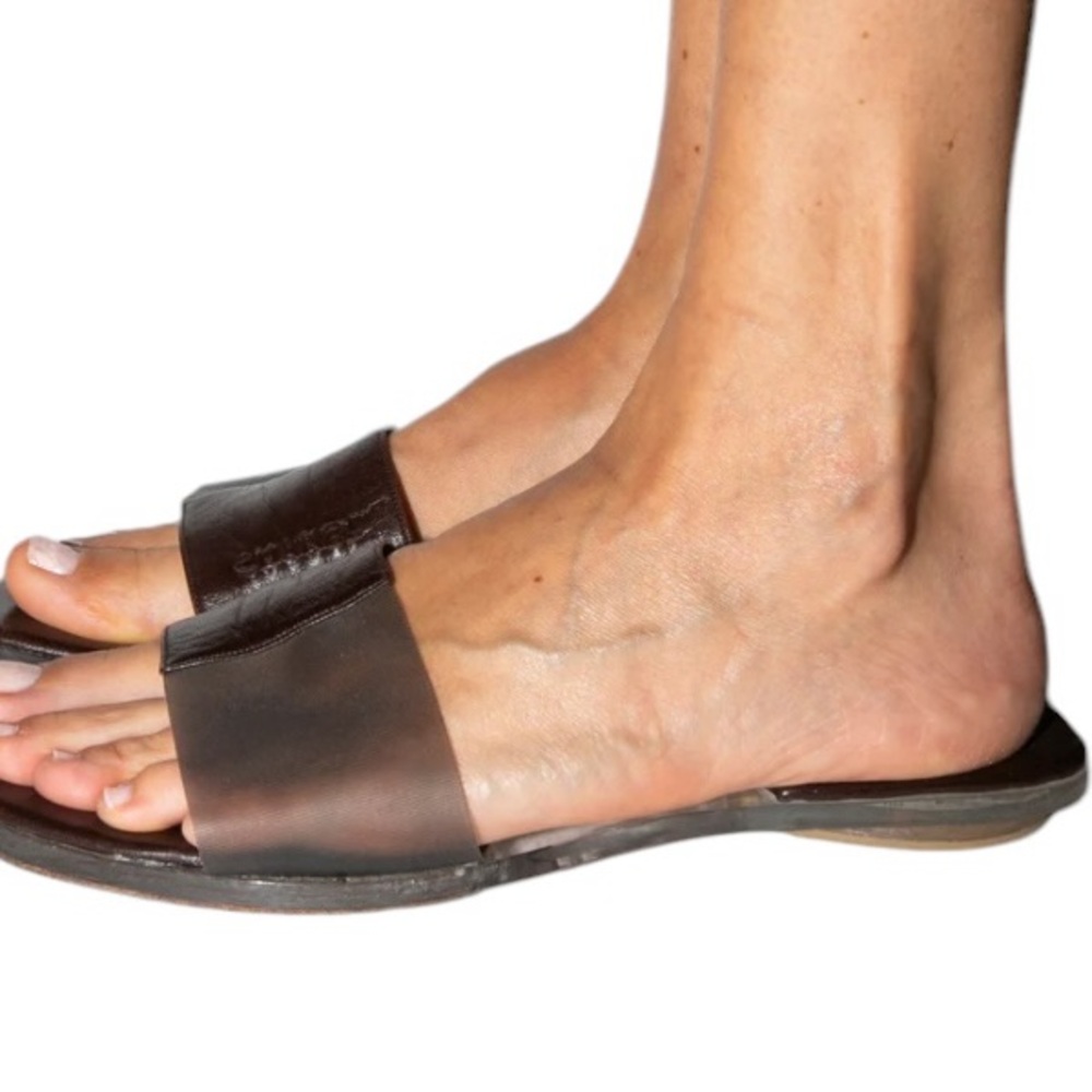Chanel size 10 brown leather authentic Chanel sandal transparent detail - Picture 7 of 16